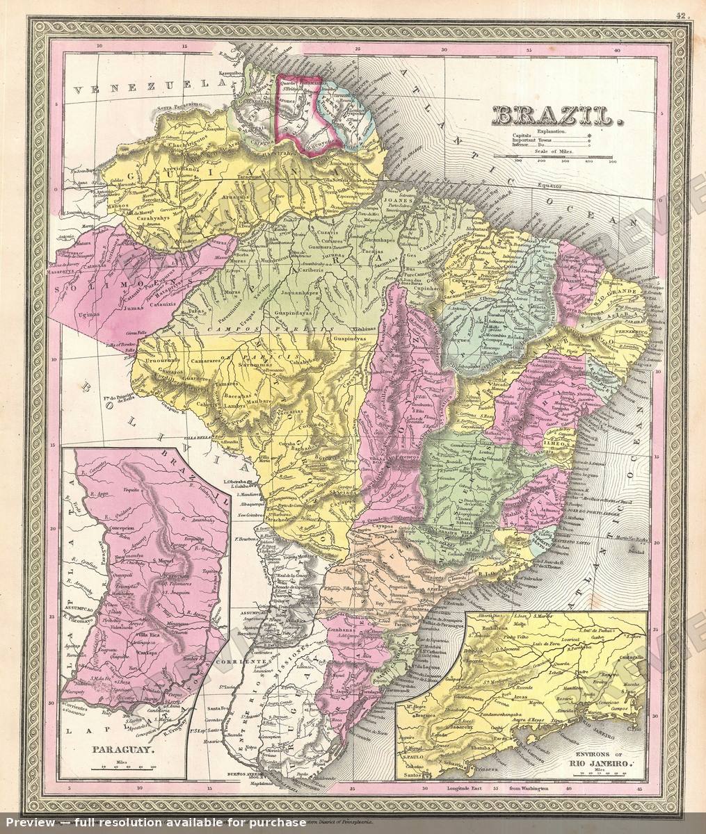 Antique map: Brazil, 1854