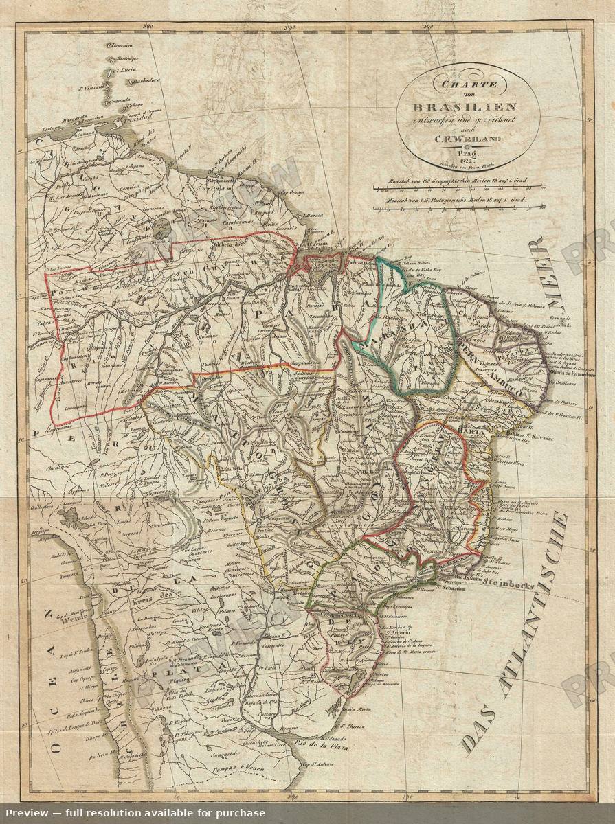 Antique map: Brazil, 1822