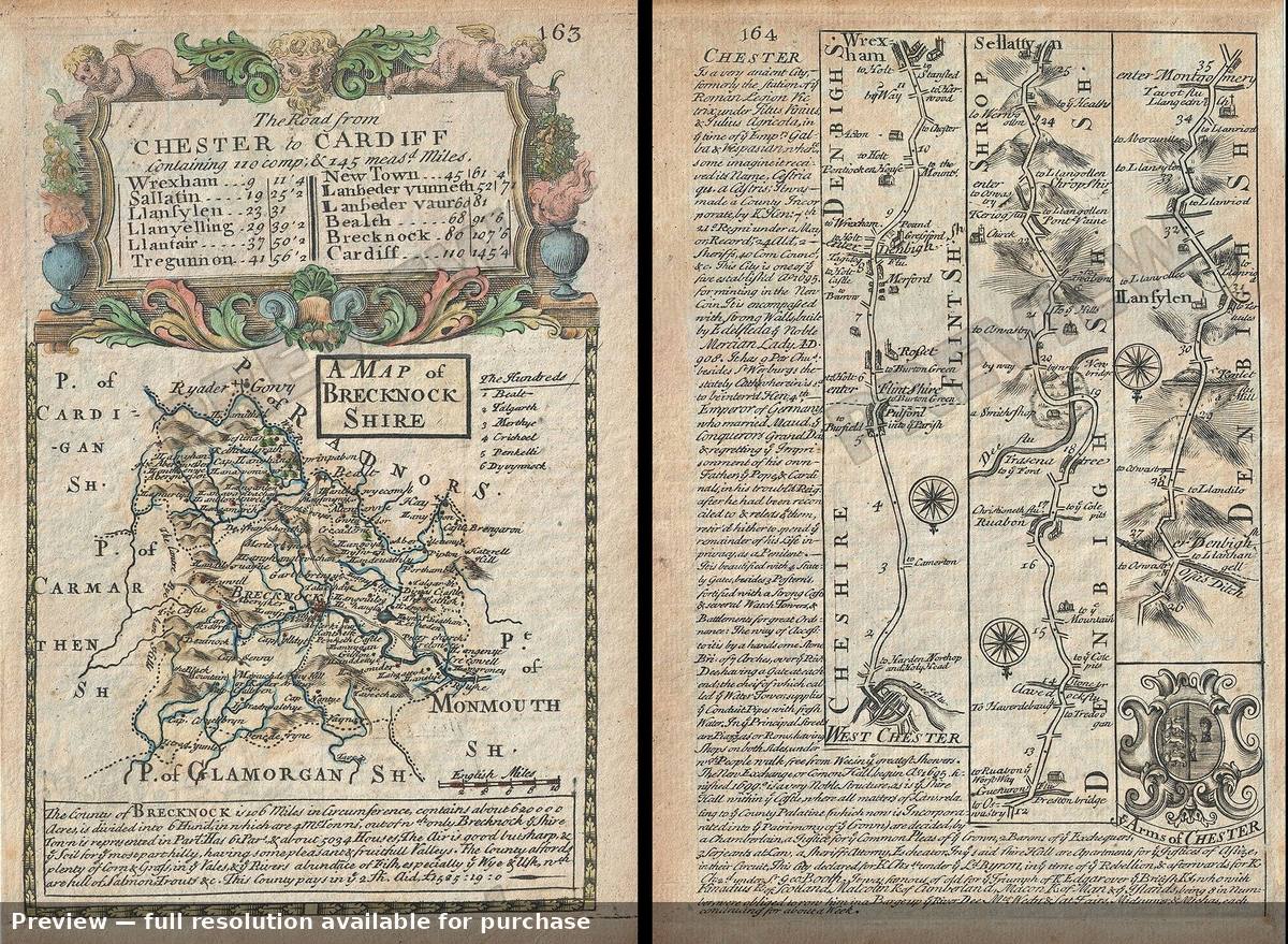 Antique map: Brecknockshire, 1736
