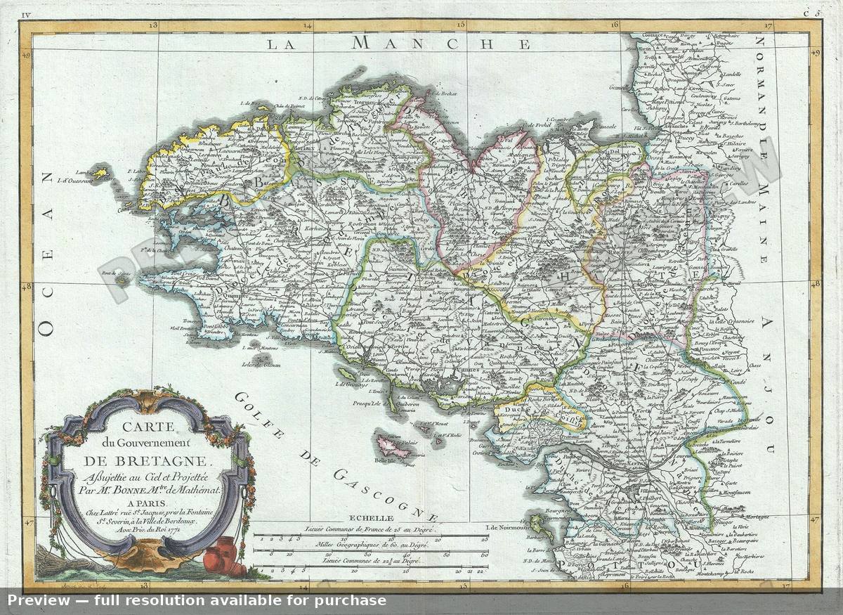 Antique map: Bretagne, 1771, 1771