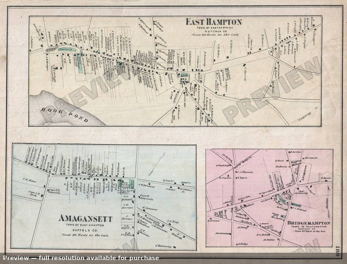 Antique map: Bridgehampton, 1873
