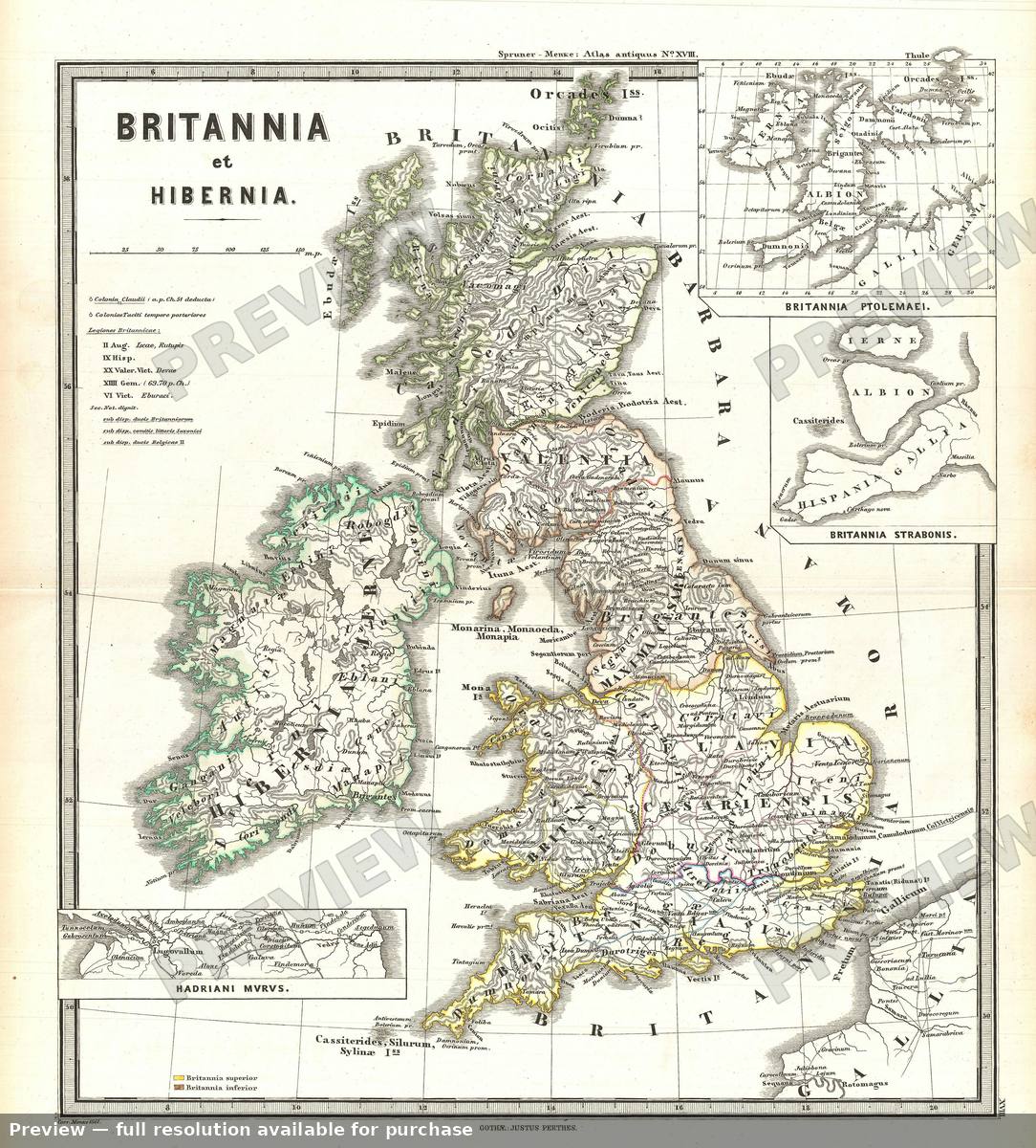 Antique map: Britannia, 1865