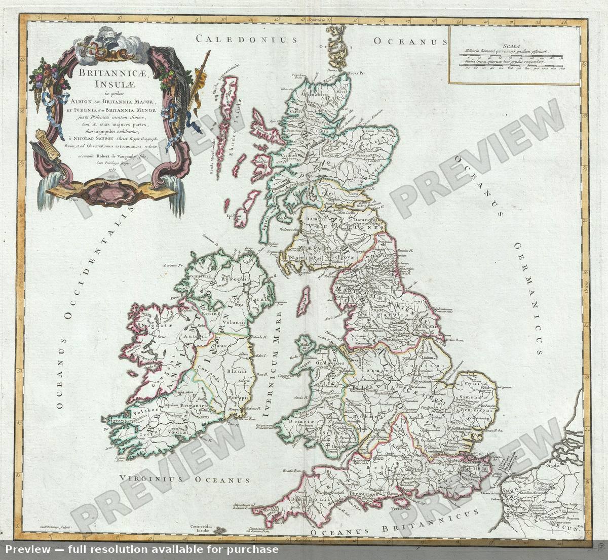 Antique map: Britannicae Insulae, 1757