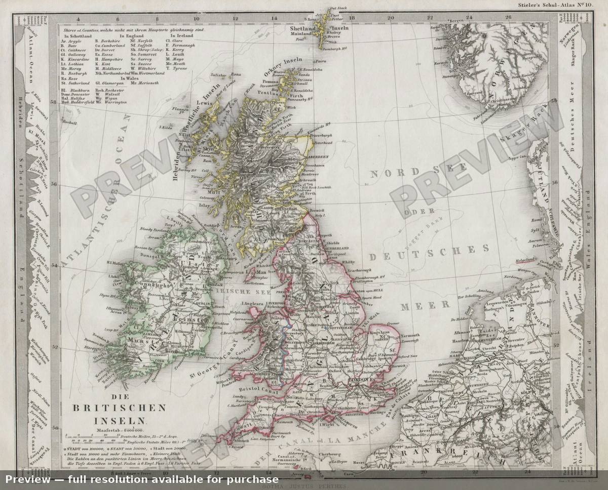 Antique map: Britischen, 1862, 1862