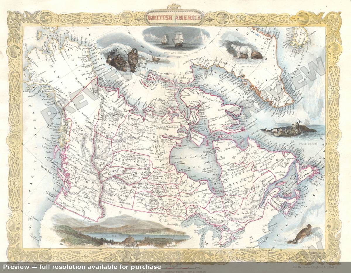 Antique map: British America, 1849, 1849