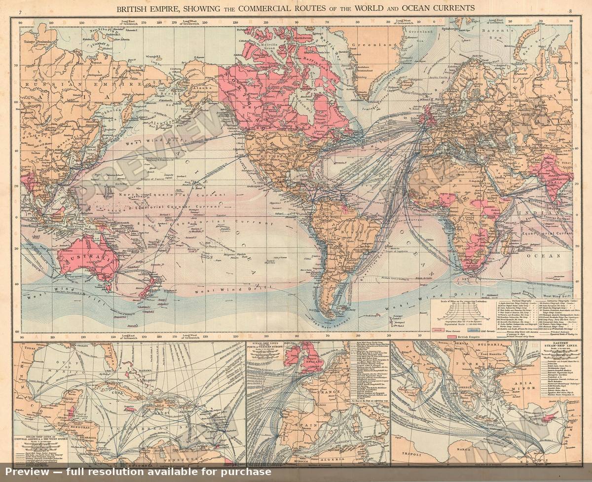 Antique map: British Empire, 1895, 1895
