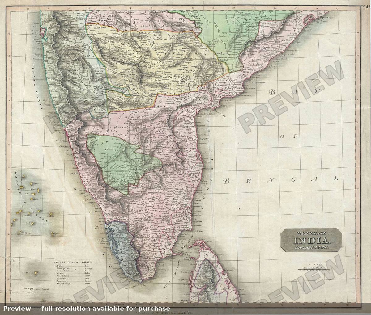 Antique map: British India Southern, 1816, 1816