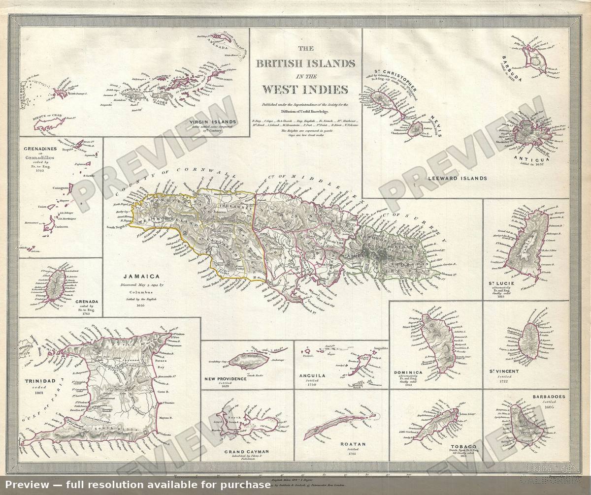 Antique map: British Islands, 1844, 1844