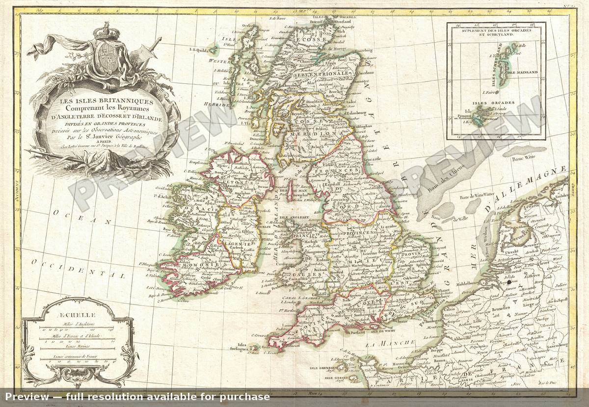 Antique map: British Isles, 1771, 1771