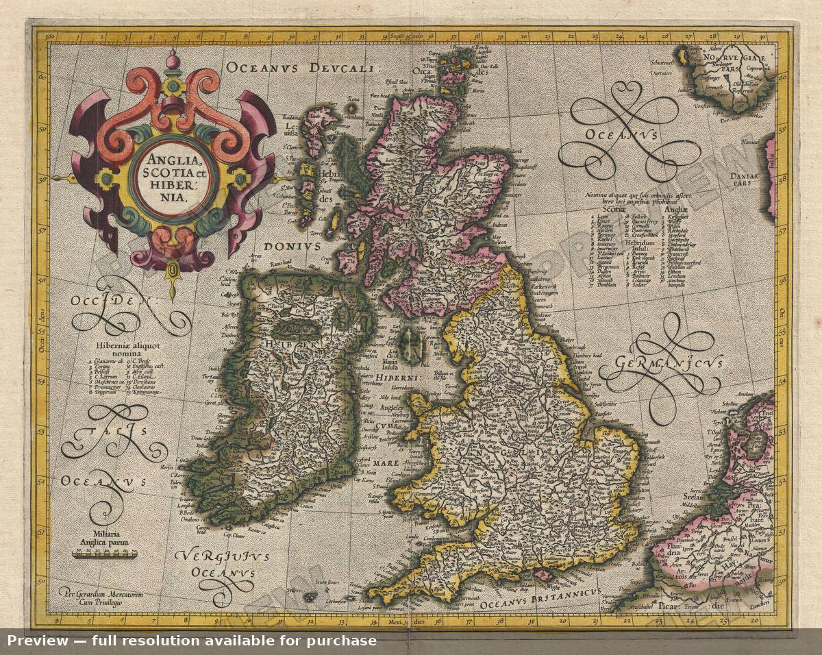 Antique map: British Isles, 1613