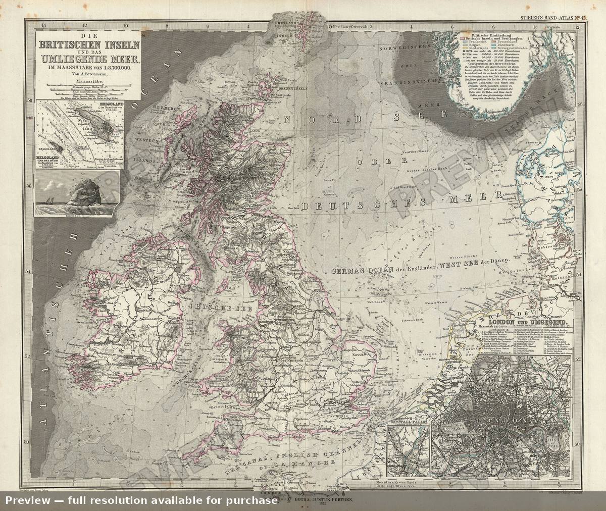 Antique map: British Isles, 1873