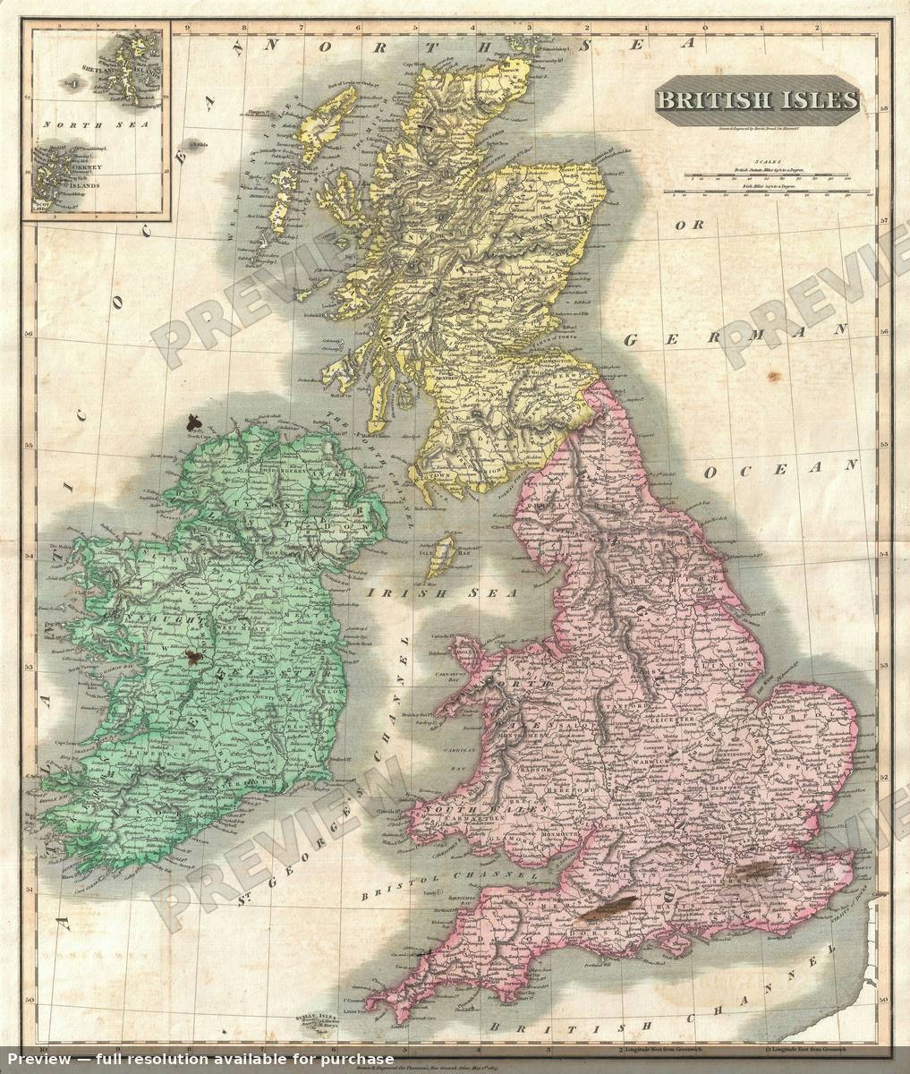 Antique map: British Isles, 1815, 1815