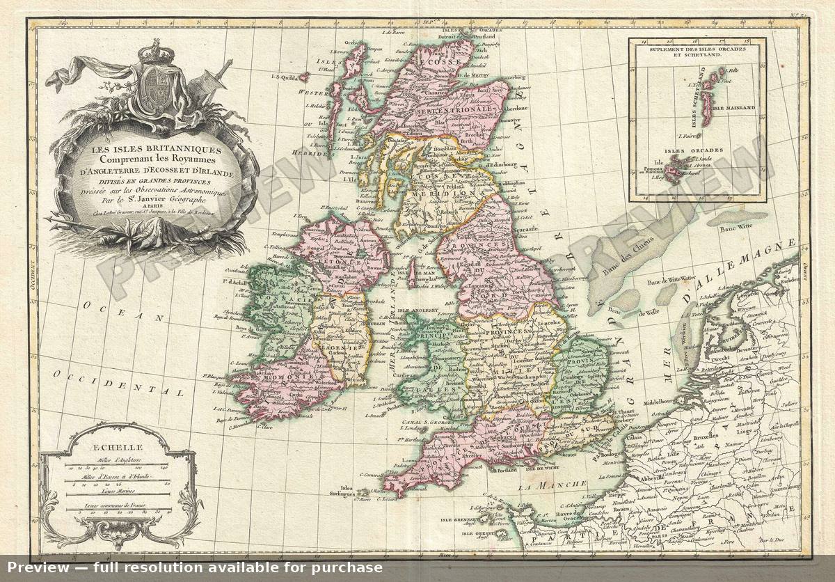 Antique map: British Isles 2, 1771, 1771