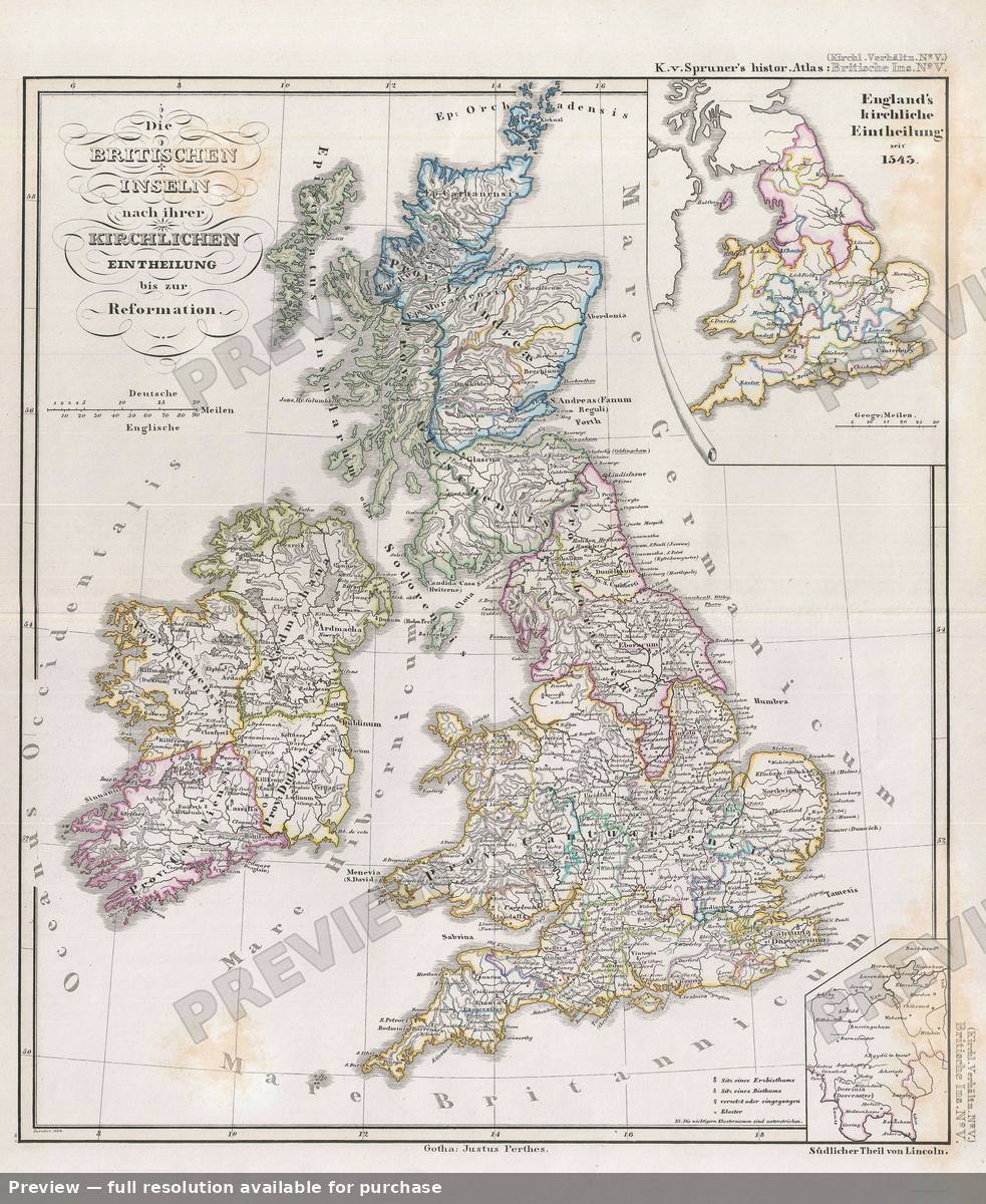 Antique map: British Isles Reformation, 1854, 1854