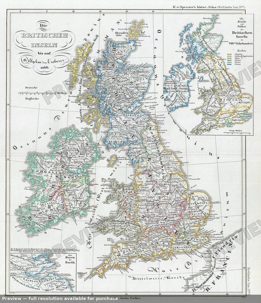 Antique map: British Isles William, 1854, 1854