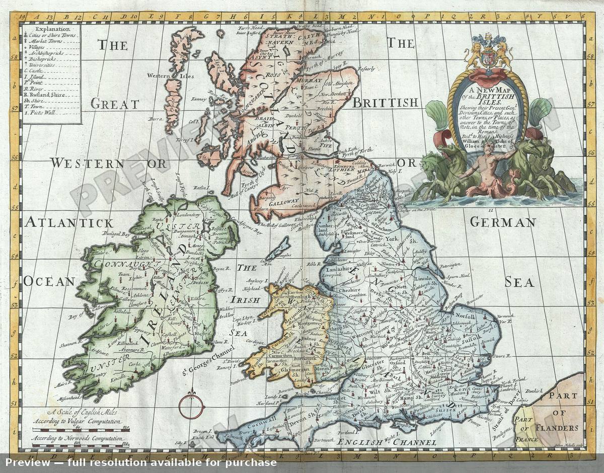 Antique map: Brittish Isles, 1712