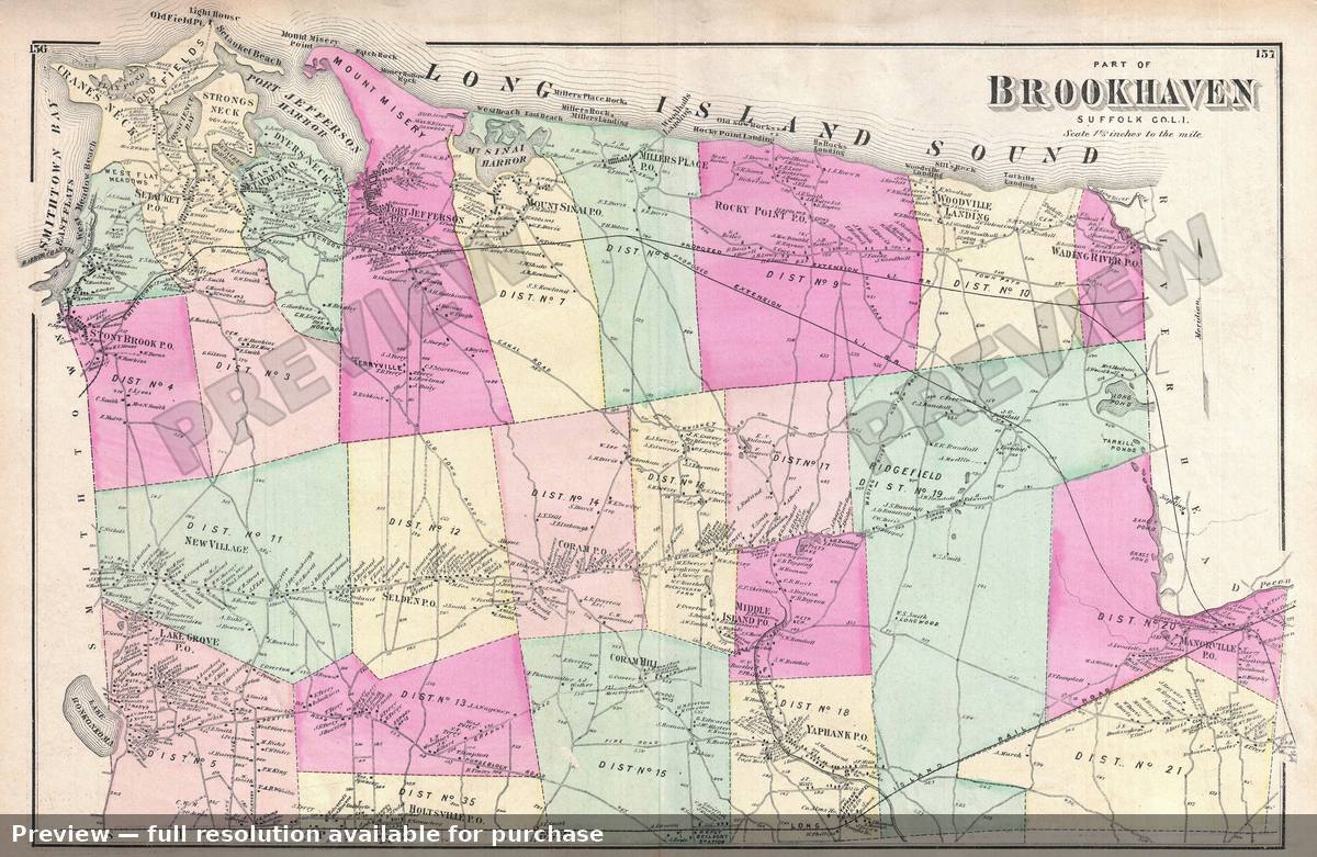 Antique map: Brookhaven N, 1873, 1873