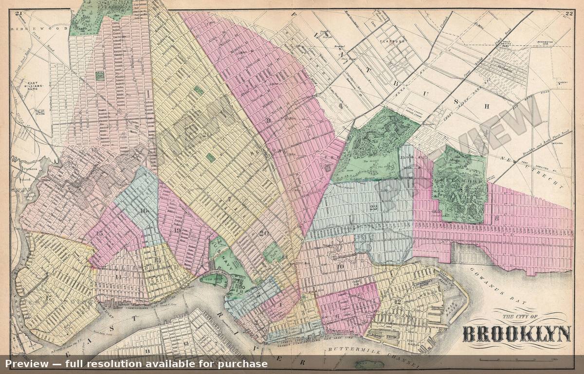 Antique map: Brooklyn, 1873