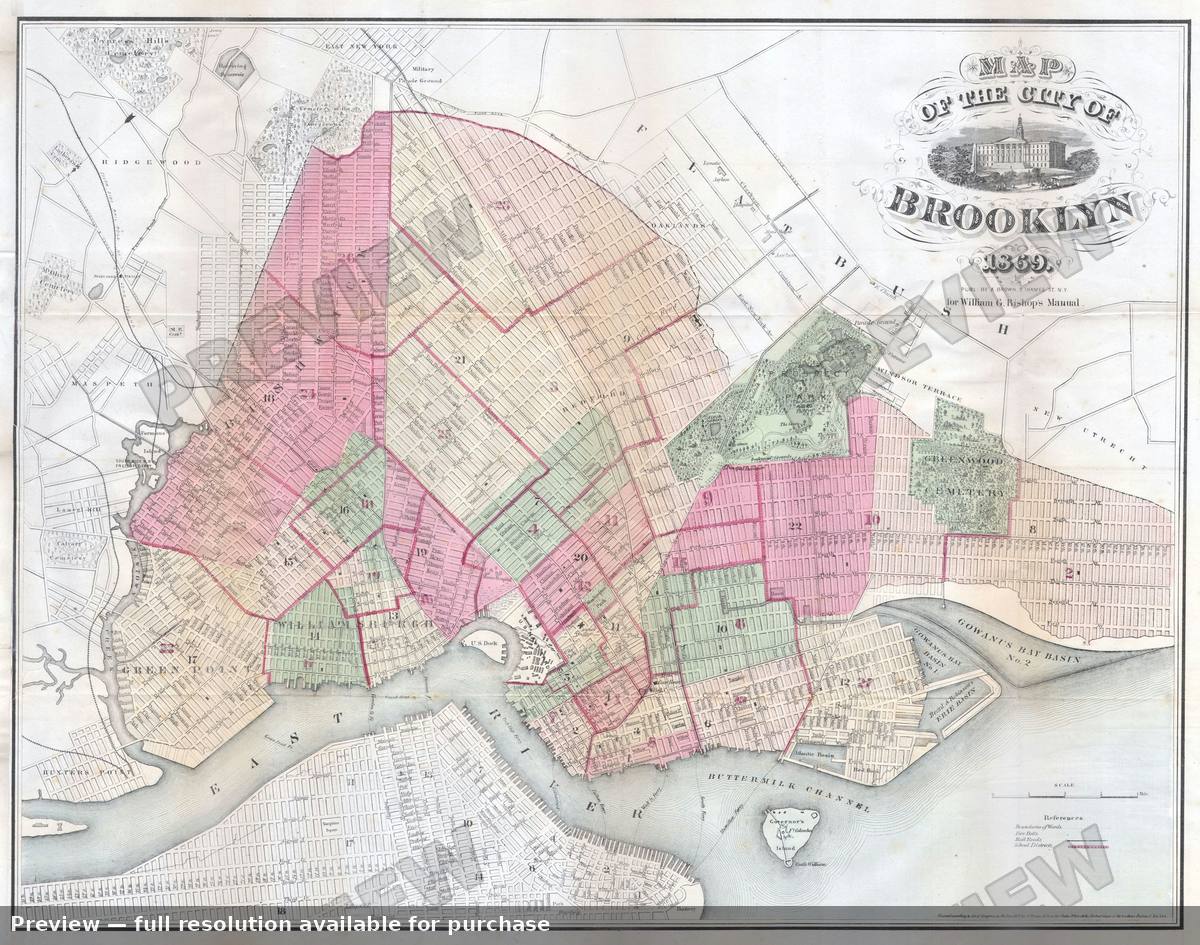 Antique map: Brooklyn, 1869, 1869