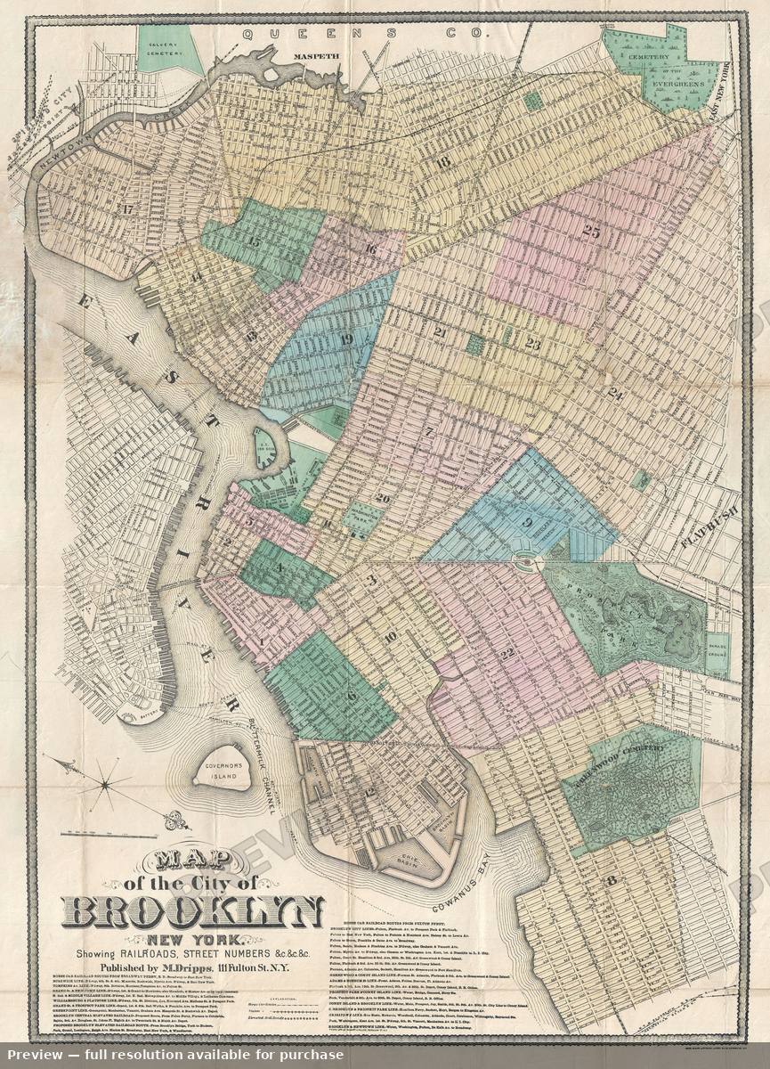 Antique map: Brooklyn, 1873