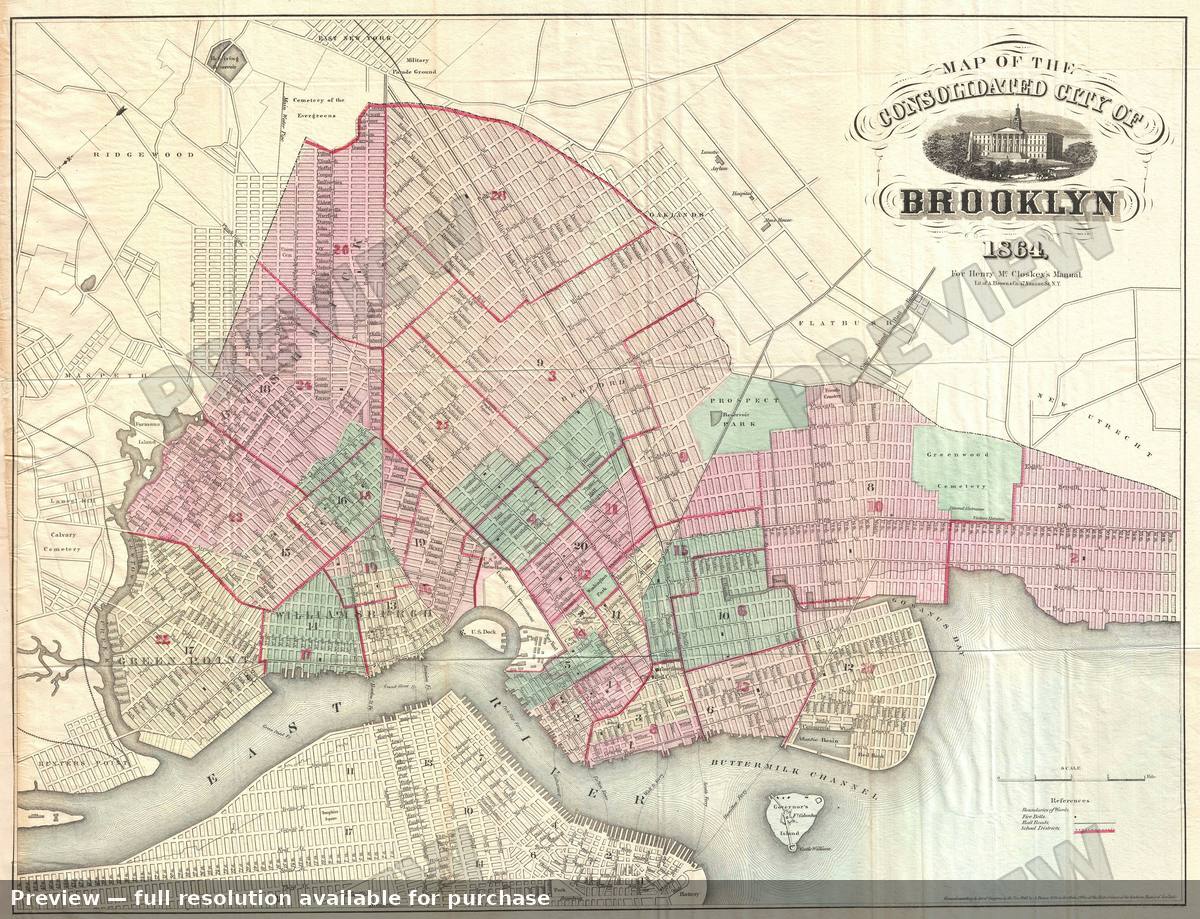 Antique map: Brooklyn, 1864, 1864