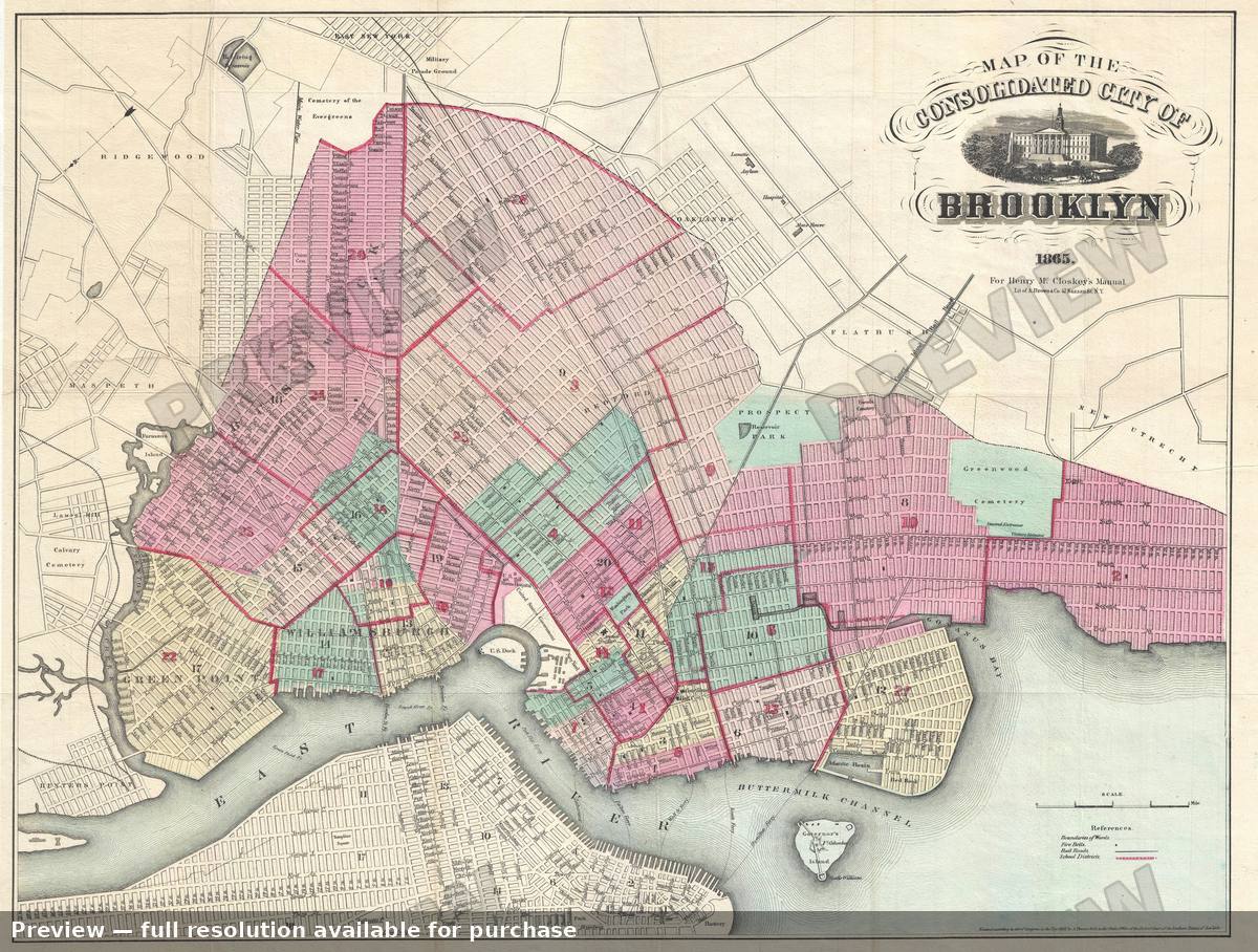 Antique map: Brooklyn, 1865, 1865