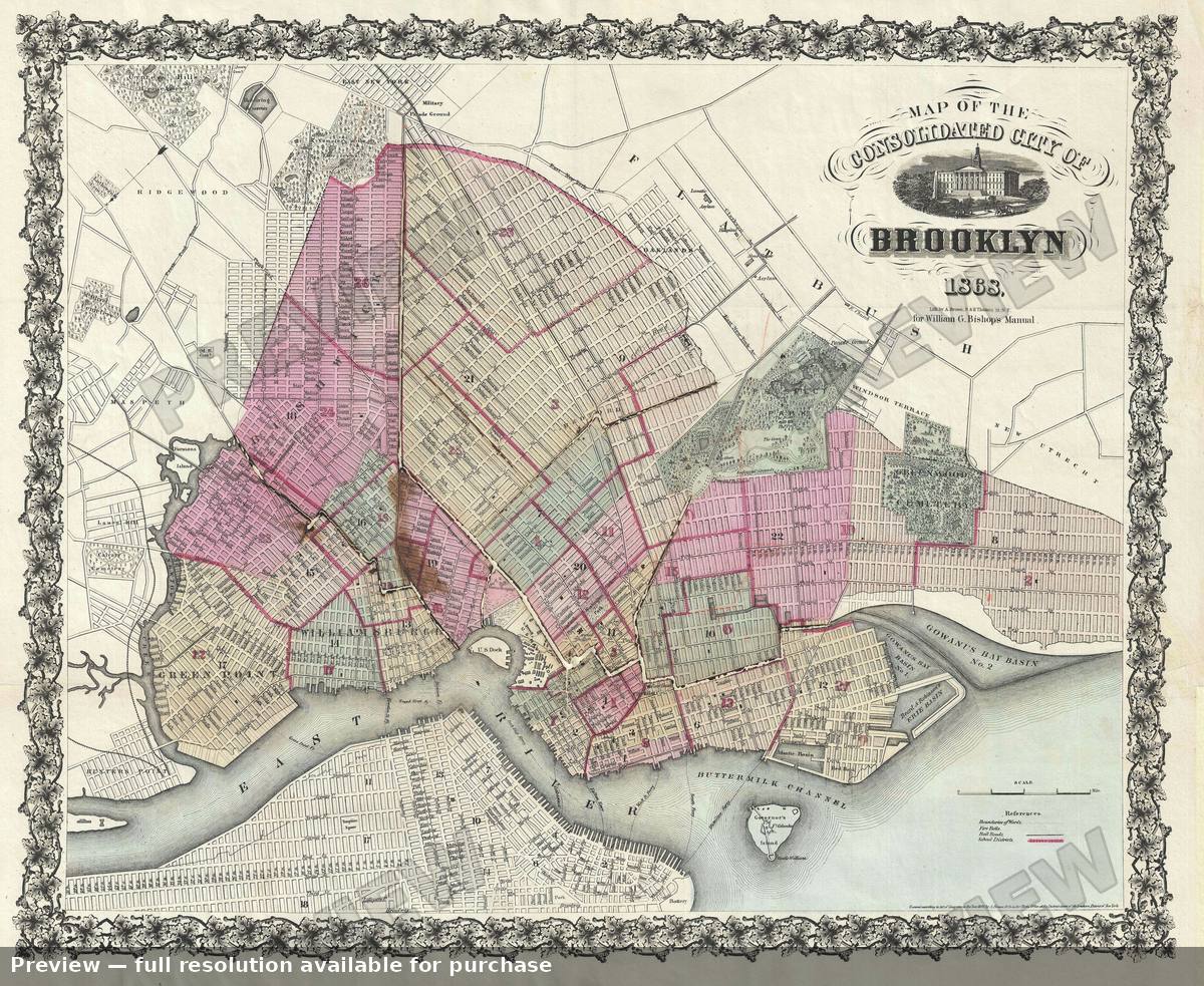 Antique map: Brooklyn 2, 1868