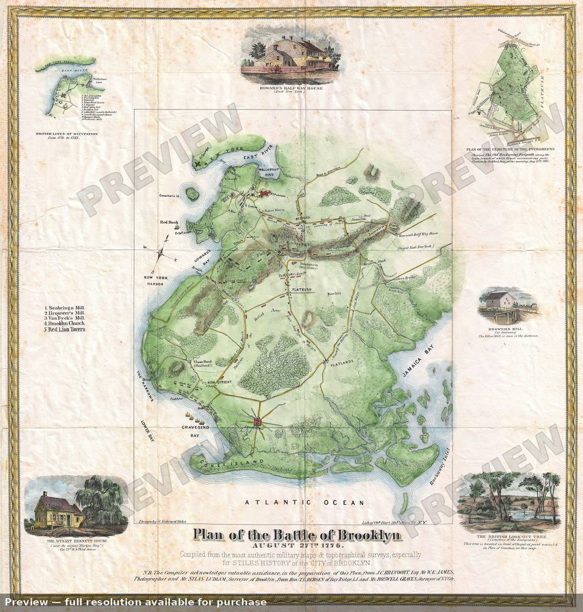 Antique map: Brooklyn Battle, 1867, 1867