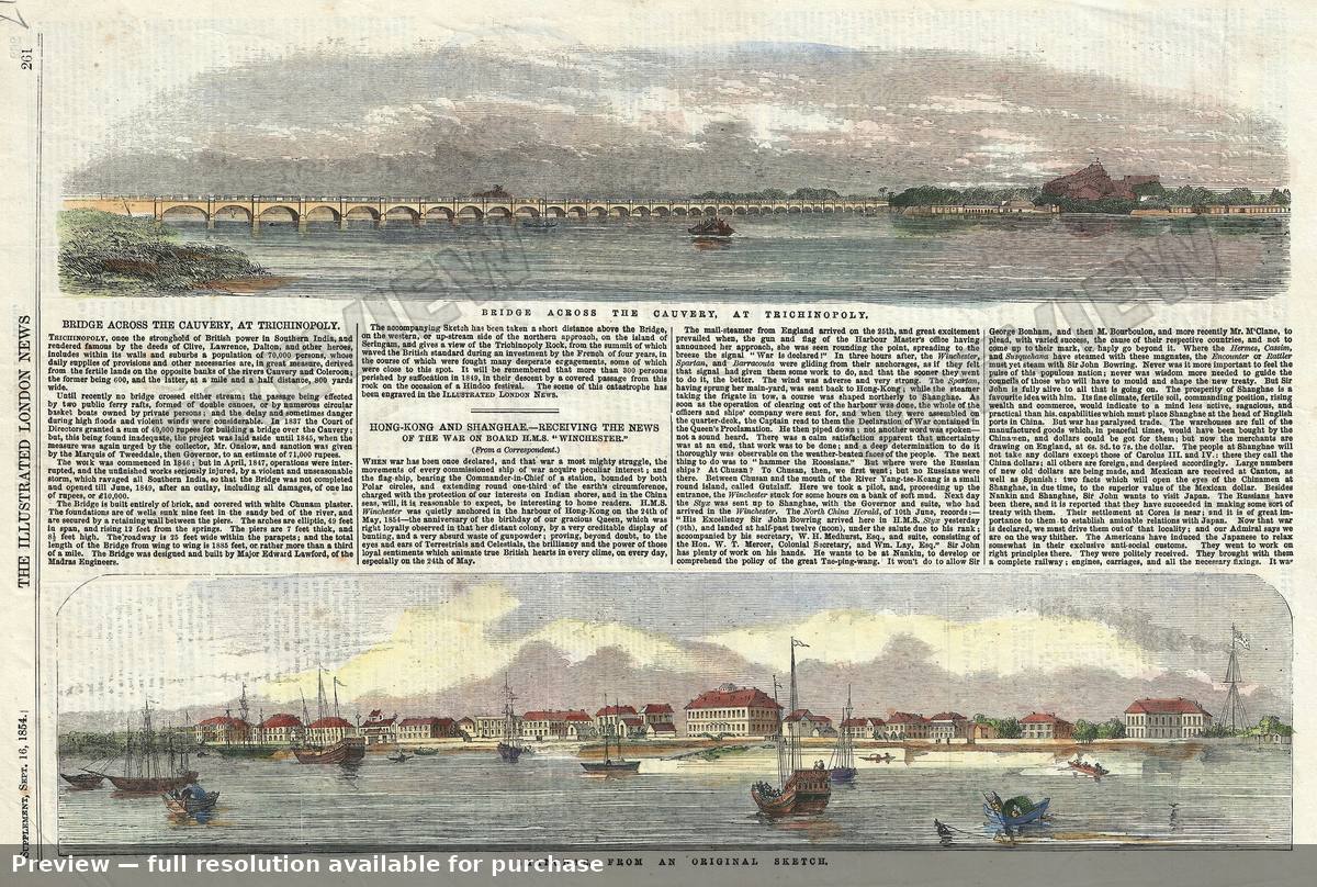 Antique map: Bund Cauvery, 1854, 1854
