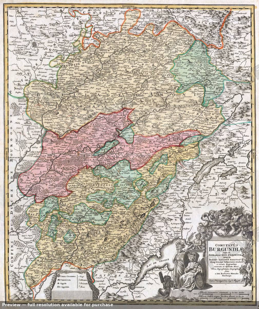 Antique map: Burgundiae, 1716