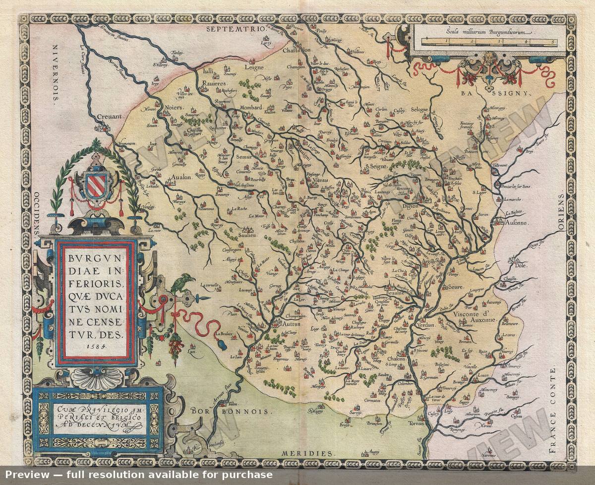 Antique map: Burgundiae, 1584