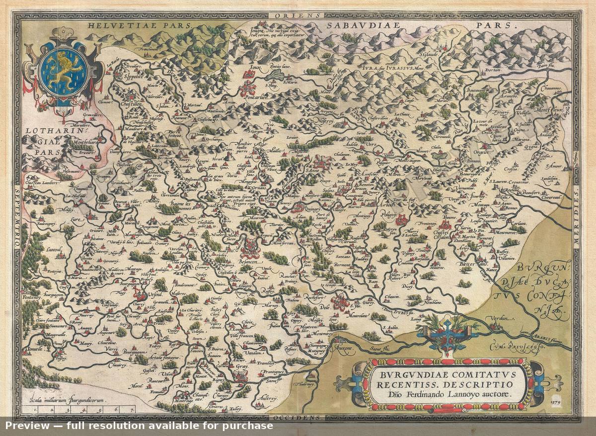 Antique map: Burgundiae Comitatus, 1592