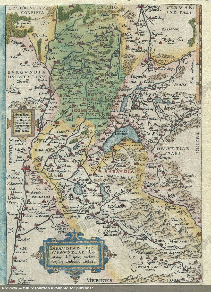 Antique map: Burgundy, 1579