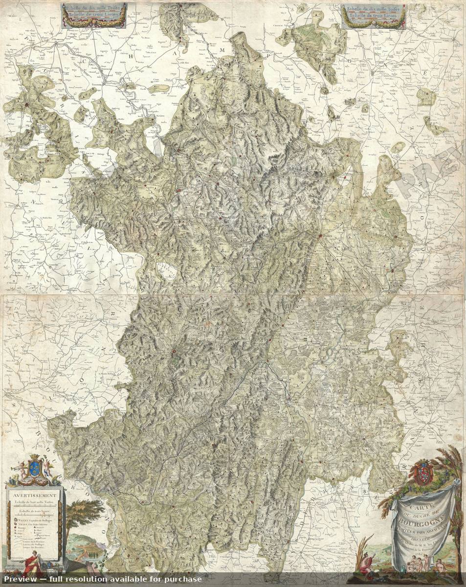 Antique map: Burgundy Wine Map, 1782