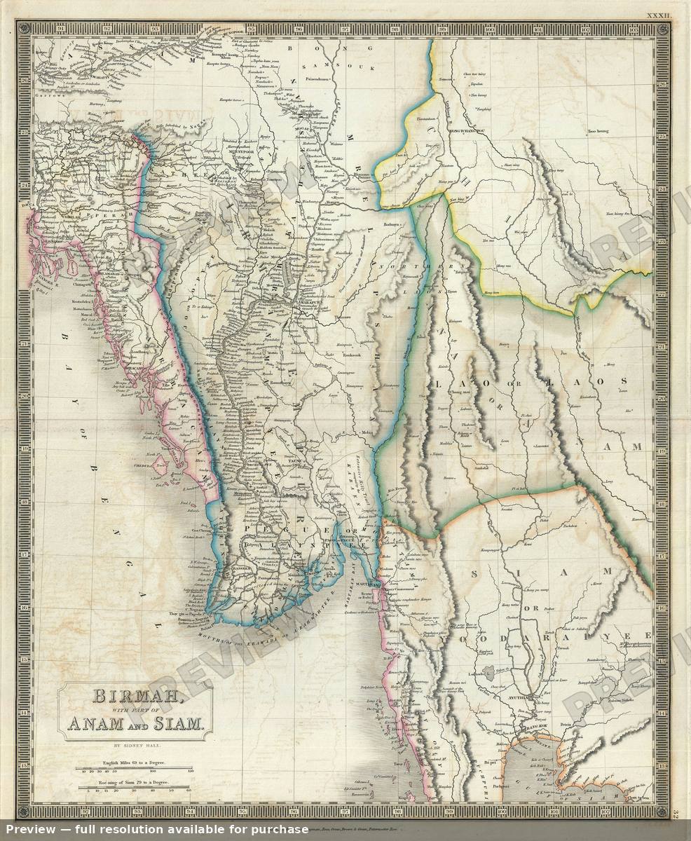 Antique map: Burma, 1835