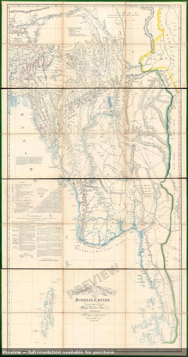Antique map: Burmese Empire, 1825, 1825