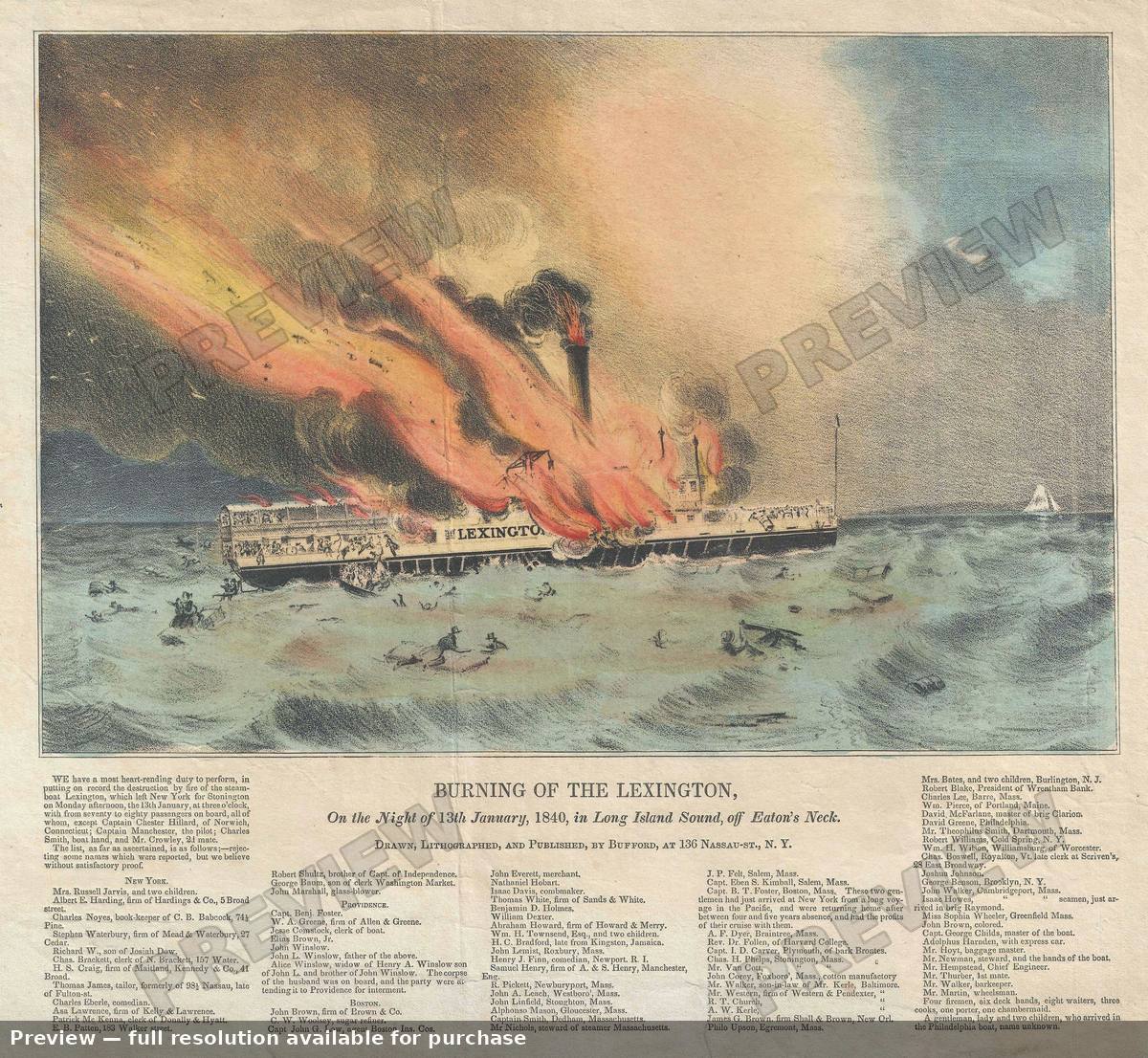 Antique map: Burning Lexington, 1840