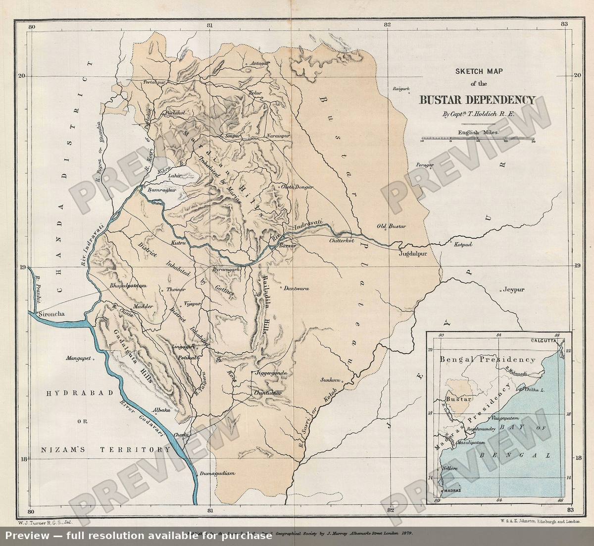 Antique map: Bustar, 1879