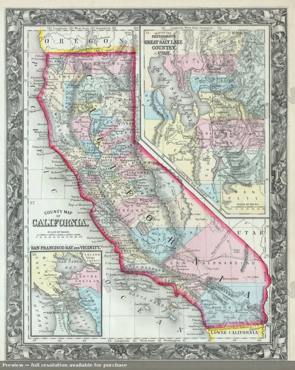 Antique map: CA, 1860, 1860