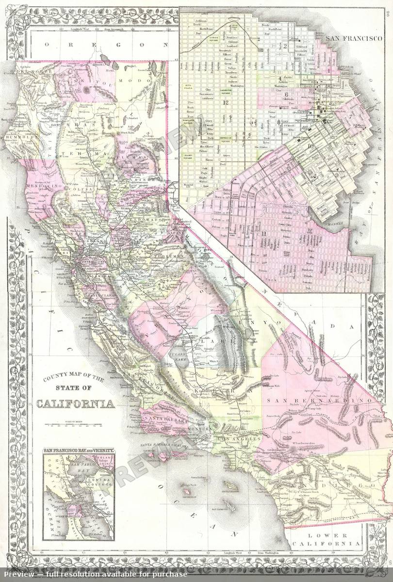 Antique map: CA, 1881