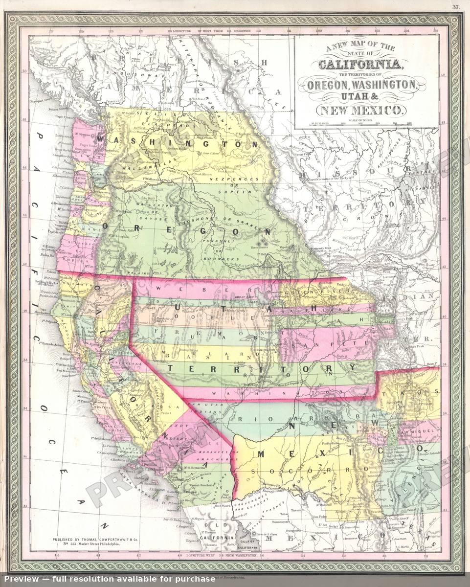 Antique map: CAORWAUTNM, 1853, 1853