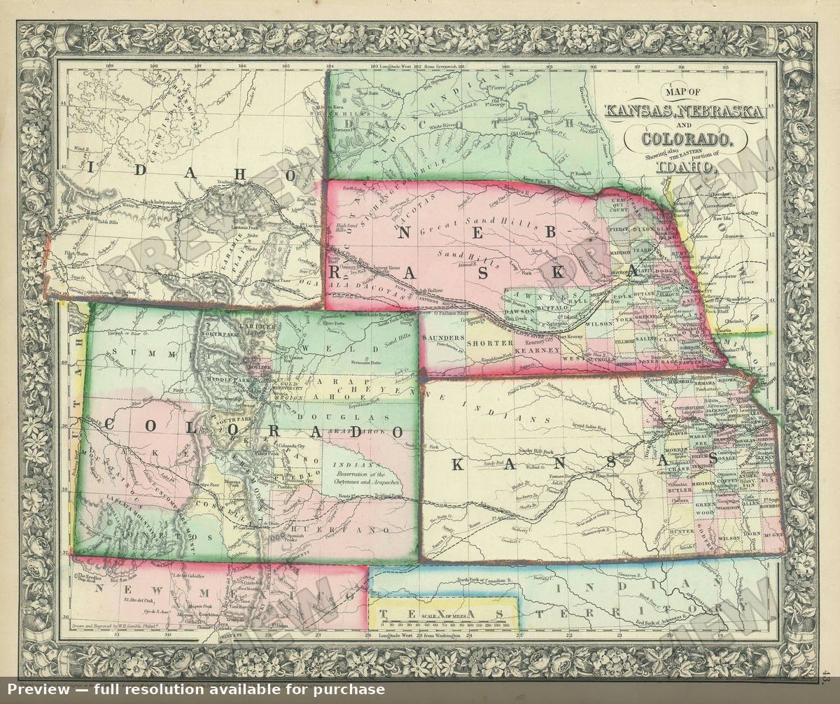 Antique map: COKANE, 1863
