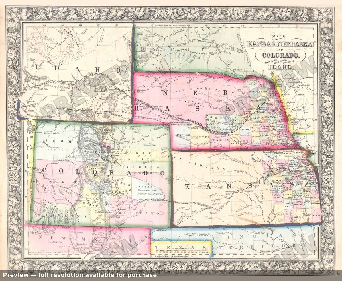 Antique map: COKANE, 1864