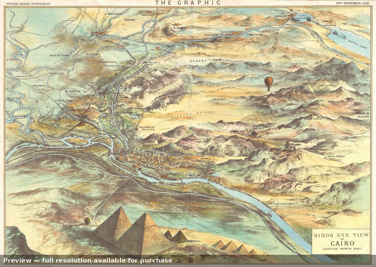 Antique map: Cairo, 1882