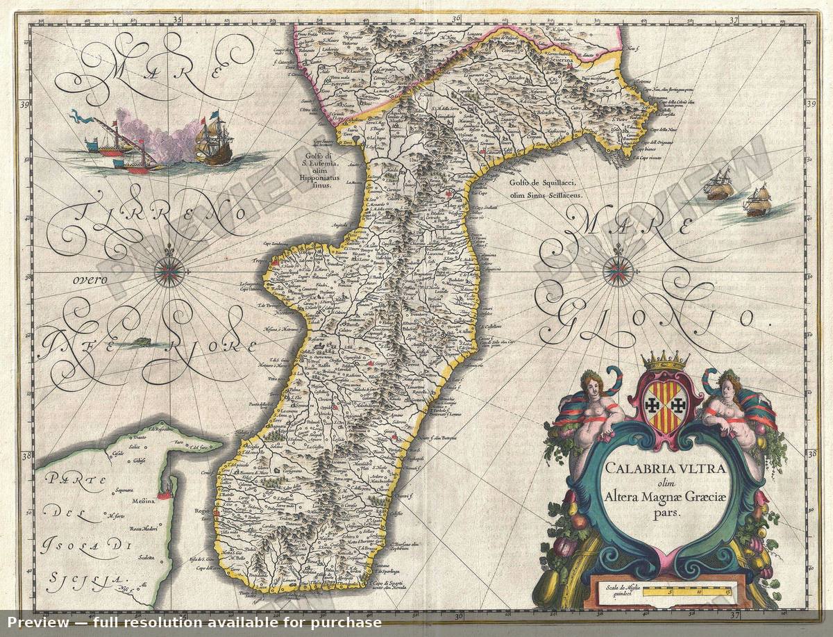 Antique map: Calabria Ultra, 1646