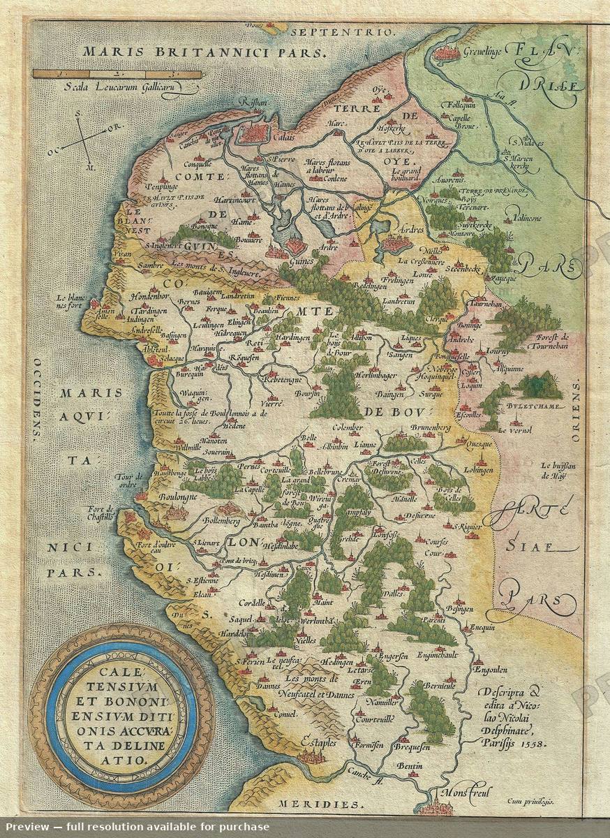 Antique map: Calaise, 1579