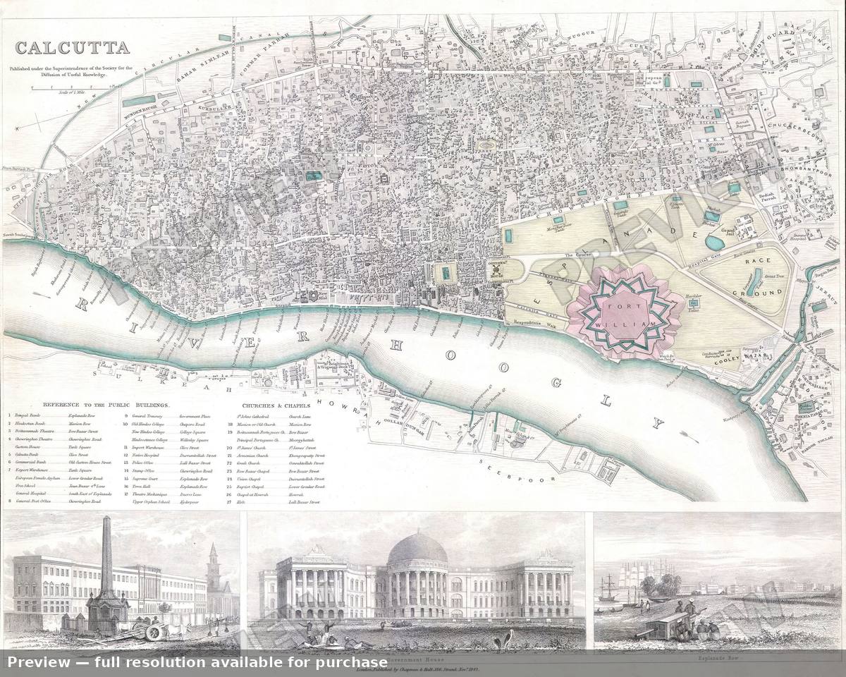 Antique map: Calcutta, 1842