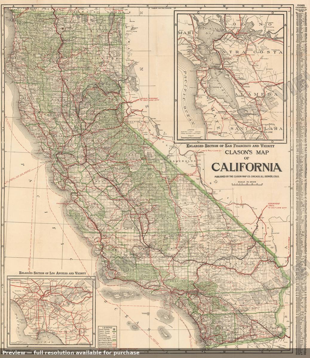 Antique map: California, 1920