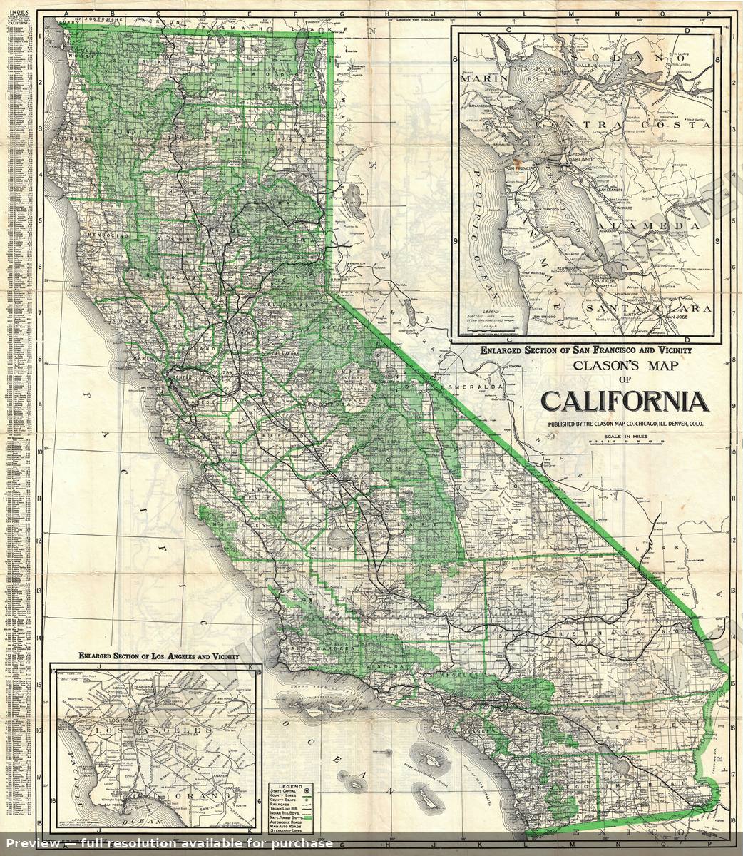 Antique map: California, 1920