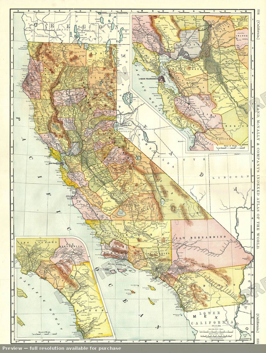 Antique map: California, 1893, 1893